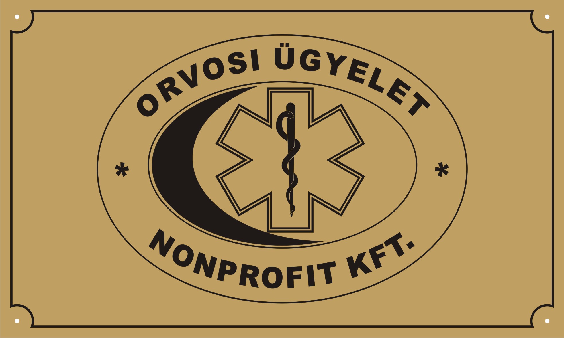 Gravírozott cégtábla arany-fekete 500 x 300 mm