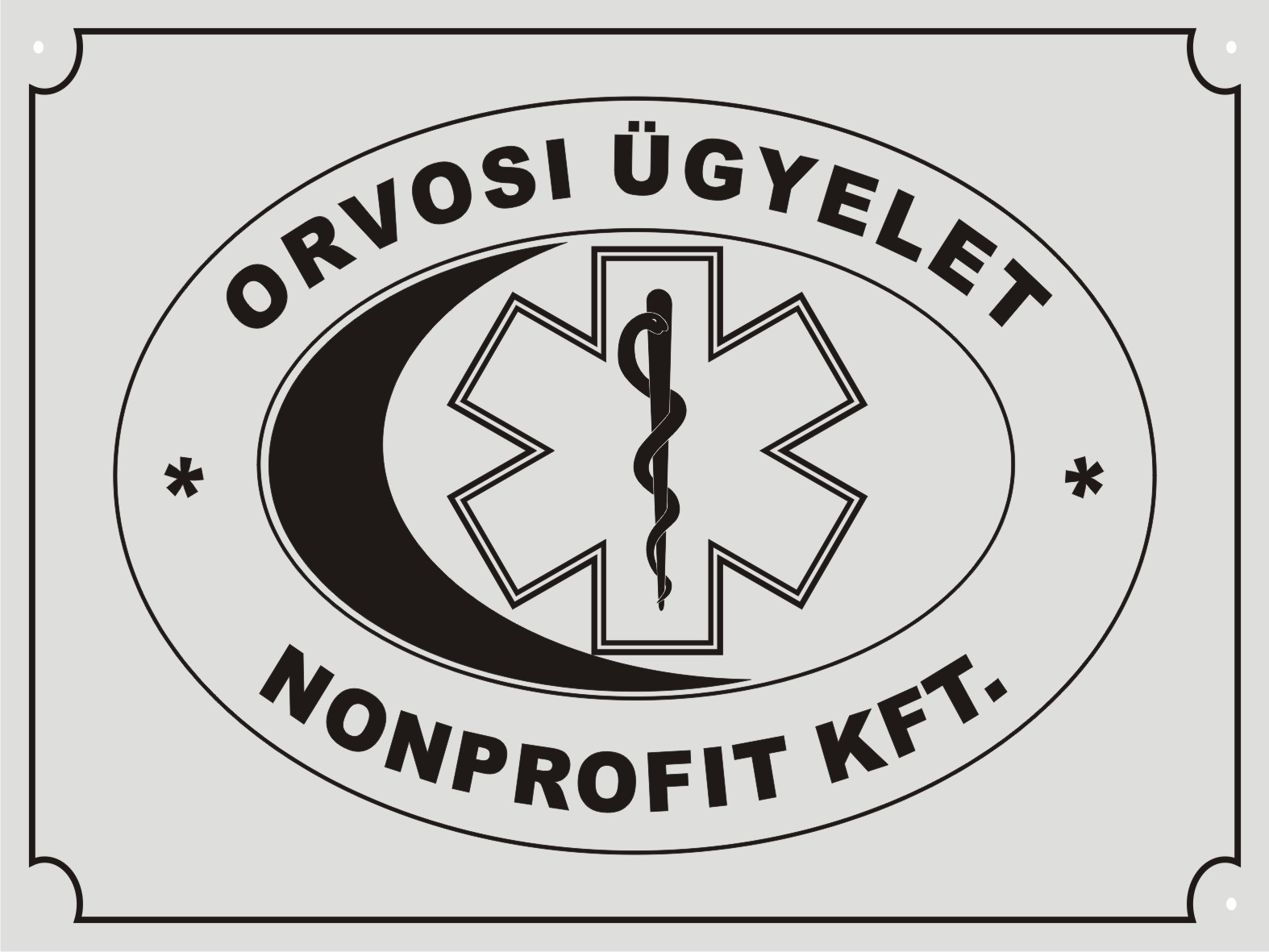 Gravírozott cégtábla ezüst-fekete 400 x 300 mm