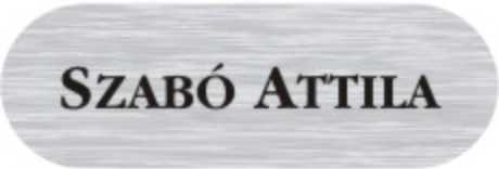 Gravírozott mágneses névkitűző - ezüst/fekete