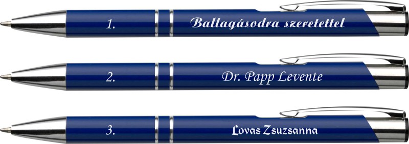 Gravírozott fém toll - kék