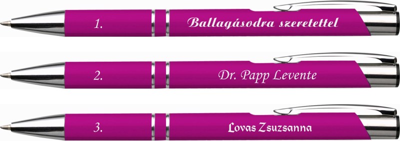 Gravírozott fém toll - rózsaszín