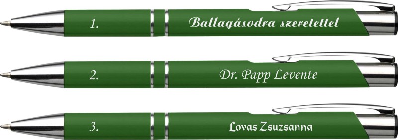 Gravírozott fém toll - zöld